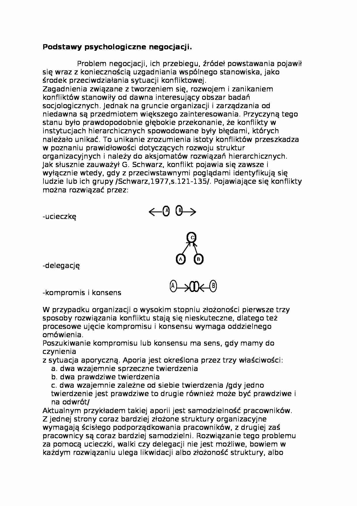 Podstawy psychologiczne negocjacji  - omówienie. - strona 1