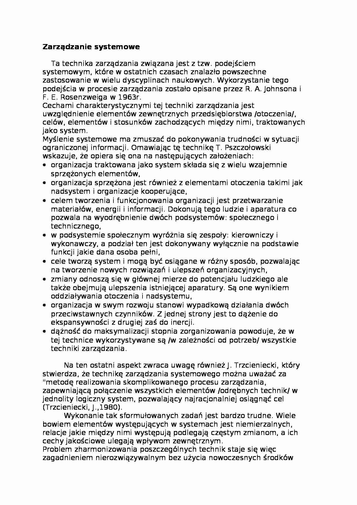 Zarządzanie systemowe  - omówienie. - strona 1