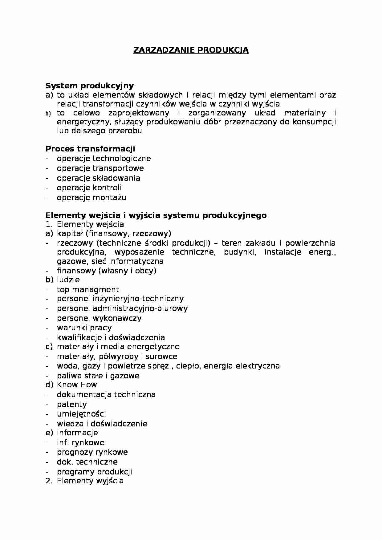 System produkcyjny  - omówienie. - strona 1