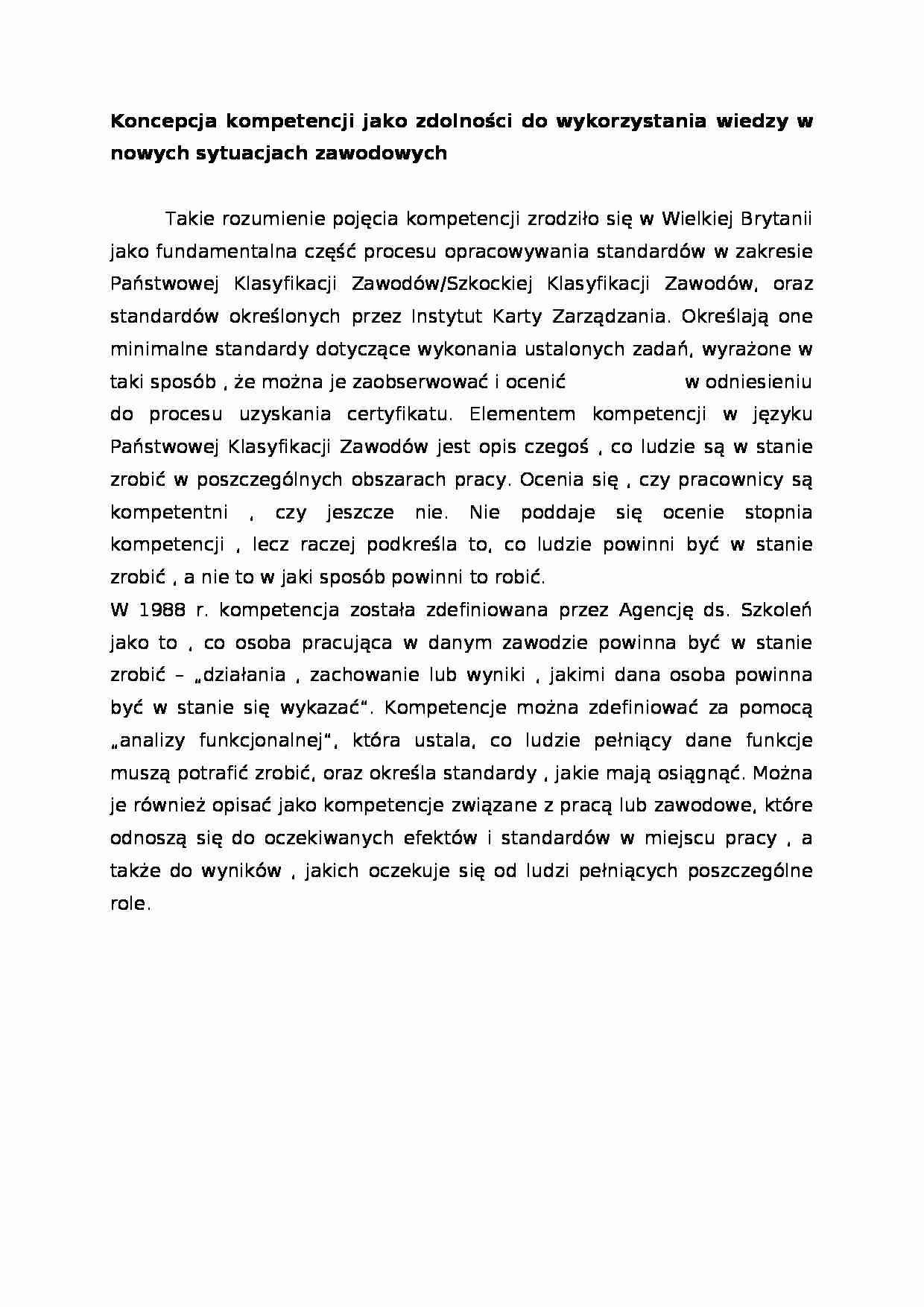 Koncepcja kompetencji - omówienie. - strona 1