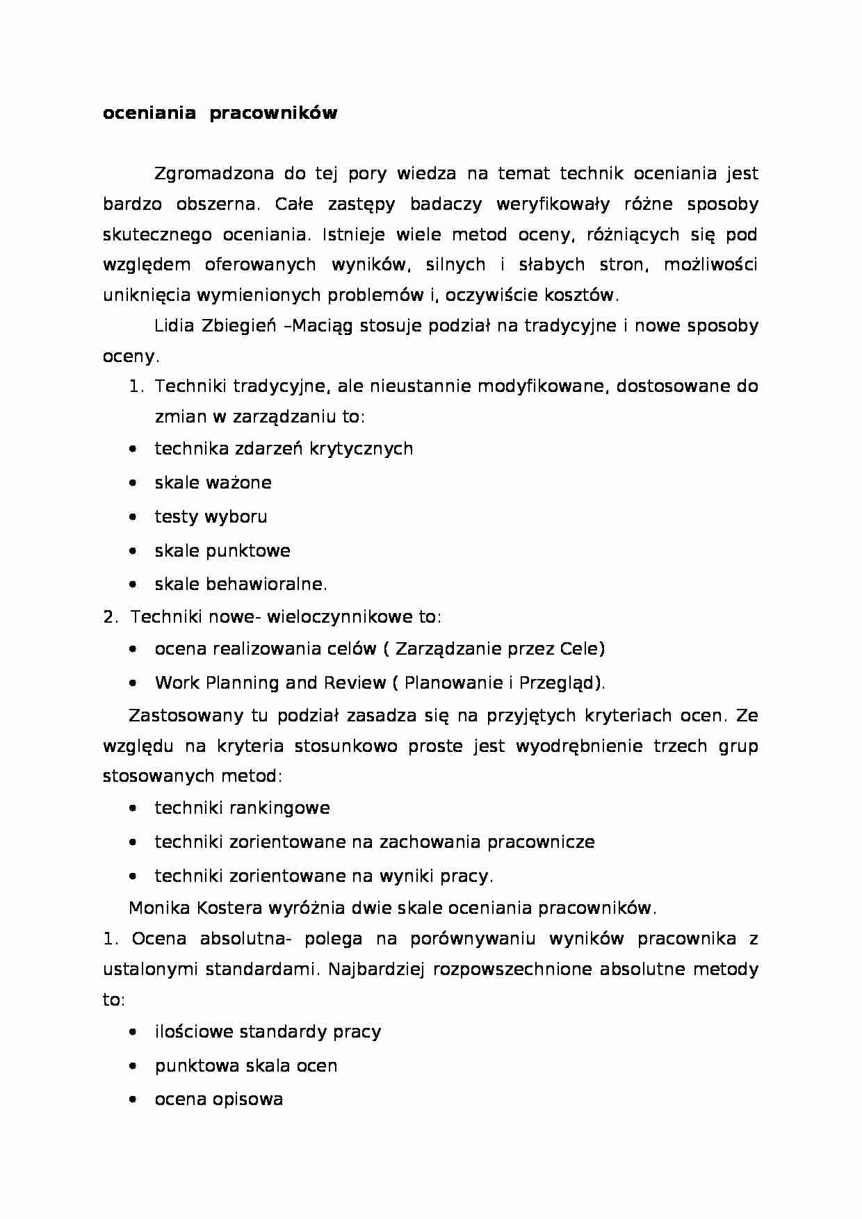 oceniania  pracowników  - omówienie. - strona 1