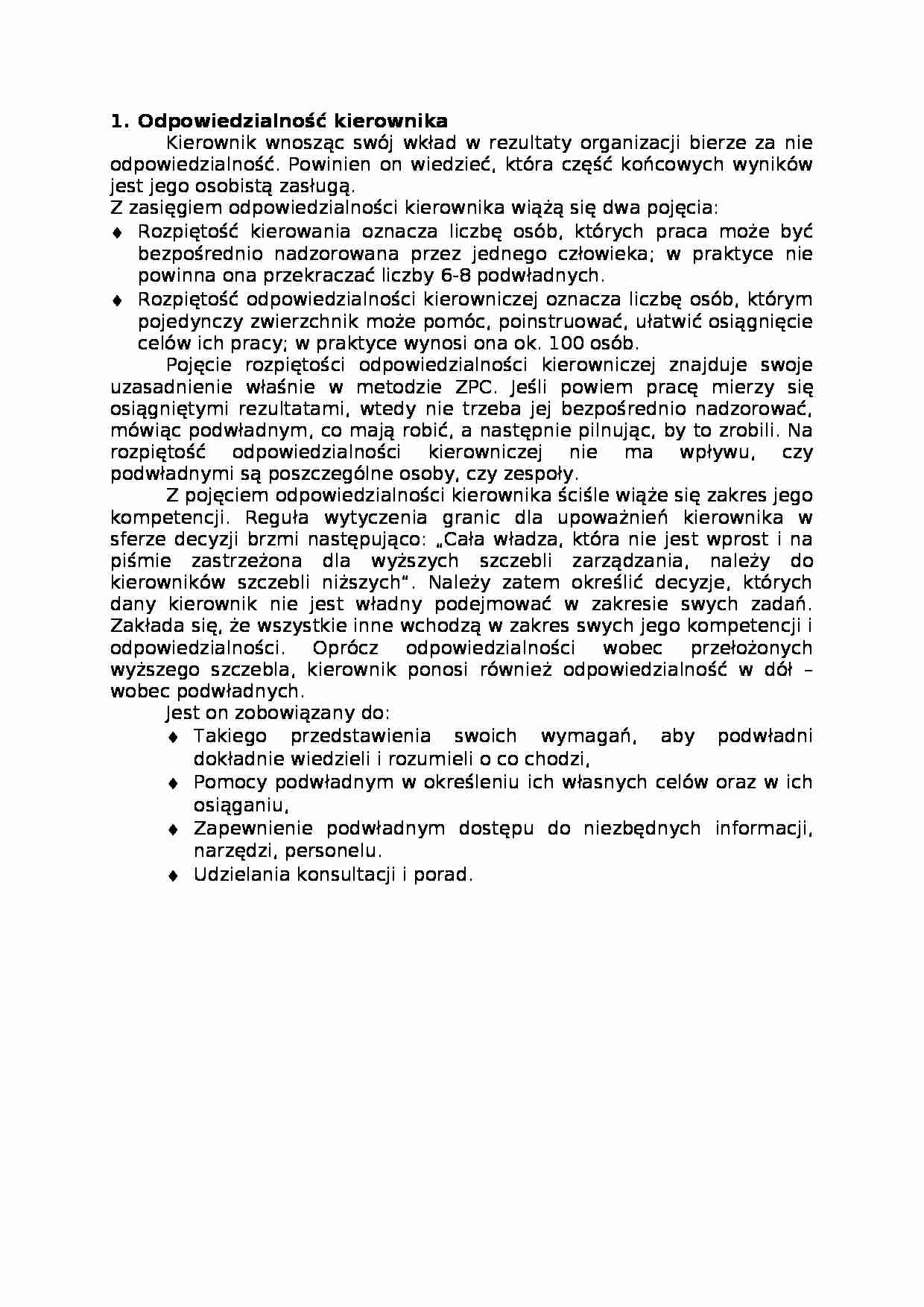 Odpowiedzialność kierownika  - omówienie. - strona 1