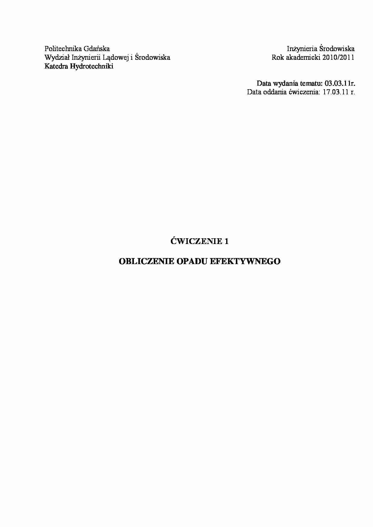 Obliczanie opadu efektywnego - omówienie - strona 1