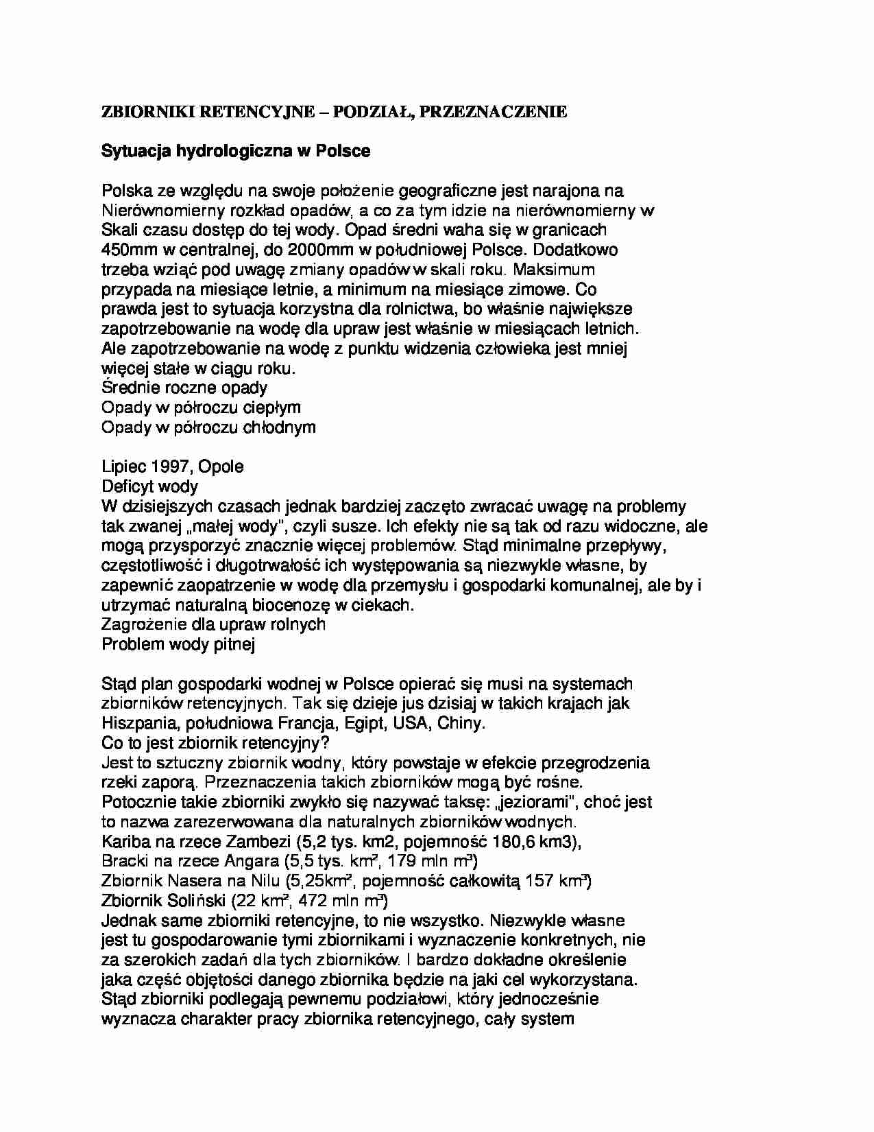 Zbiorniki retencyjne - omówienie - strona 1
