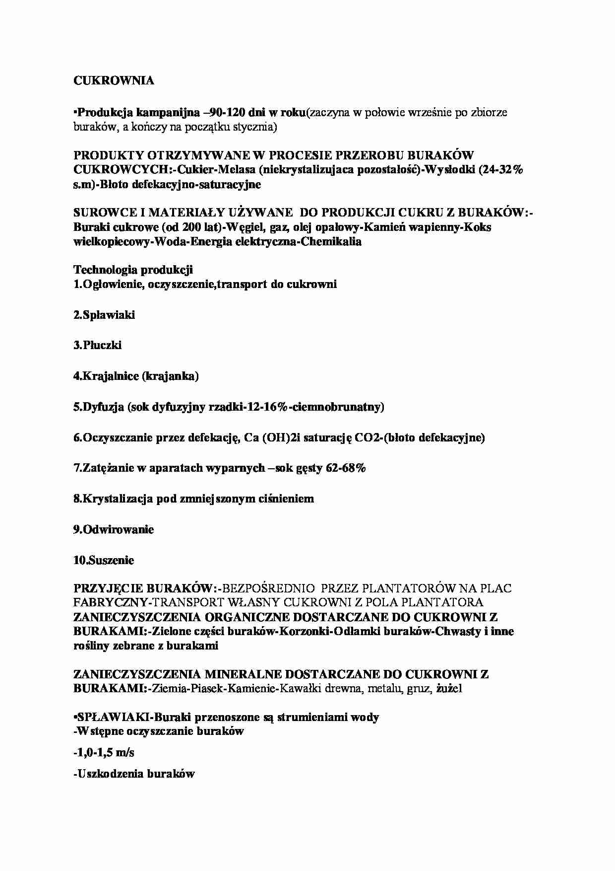 Cukrownia - omówienie zagadnienia - strona 1