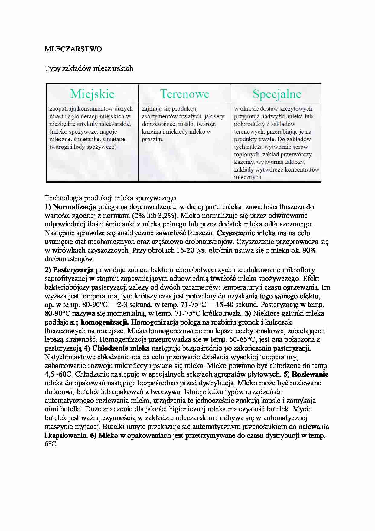 Przemysł mleczarski  - omówienie zagadnienia - strona 1