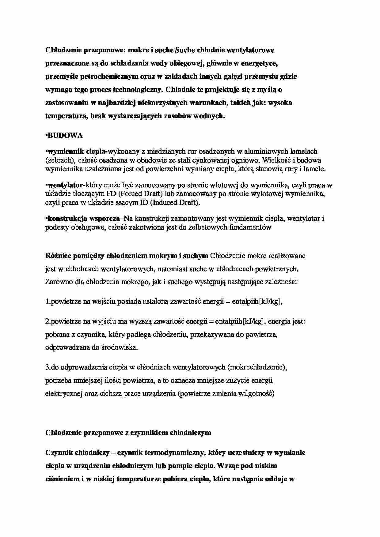 Urządzenia do chłodzenia- chłodzenie przepompowe - omówienie  - strona 1