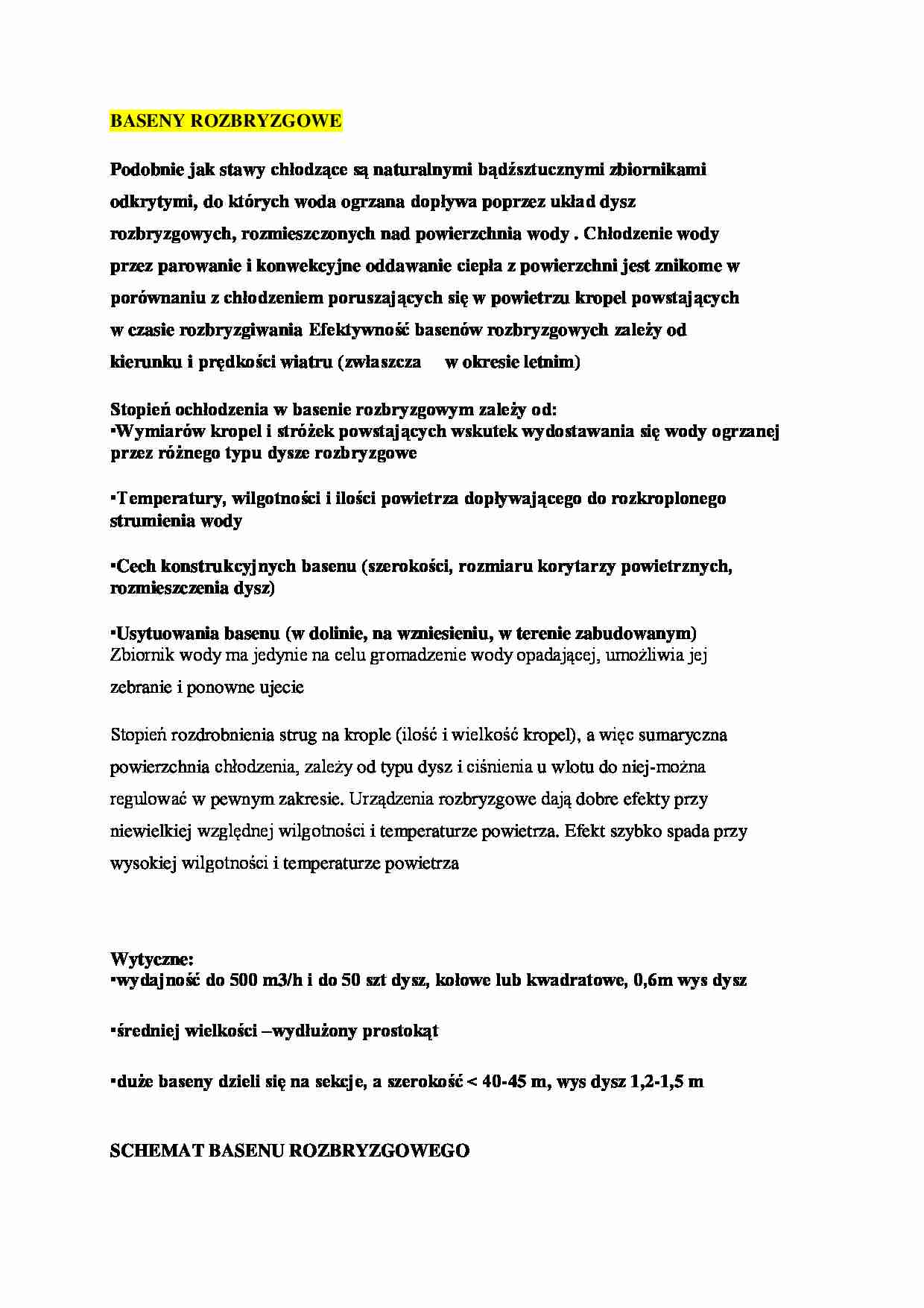 Urządzenia do chłodzenia-baseny rozbryzgowe - omówienie  - strona 1