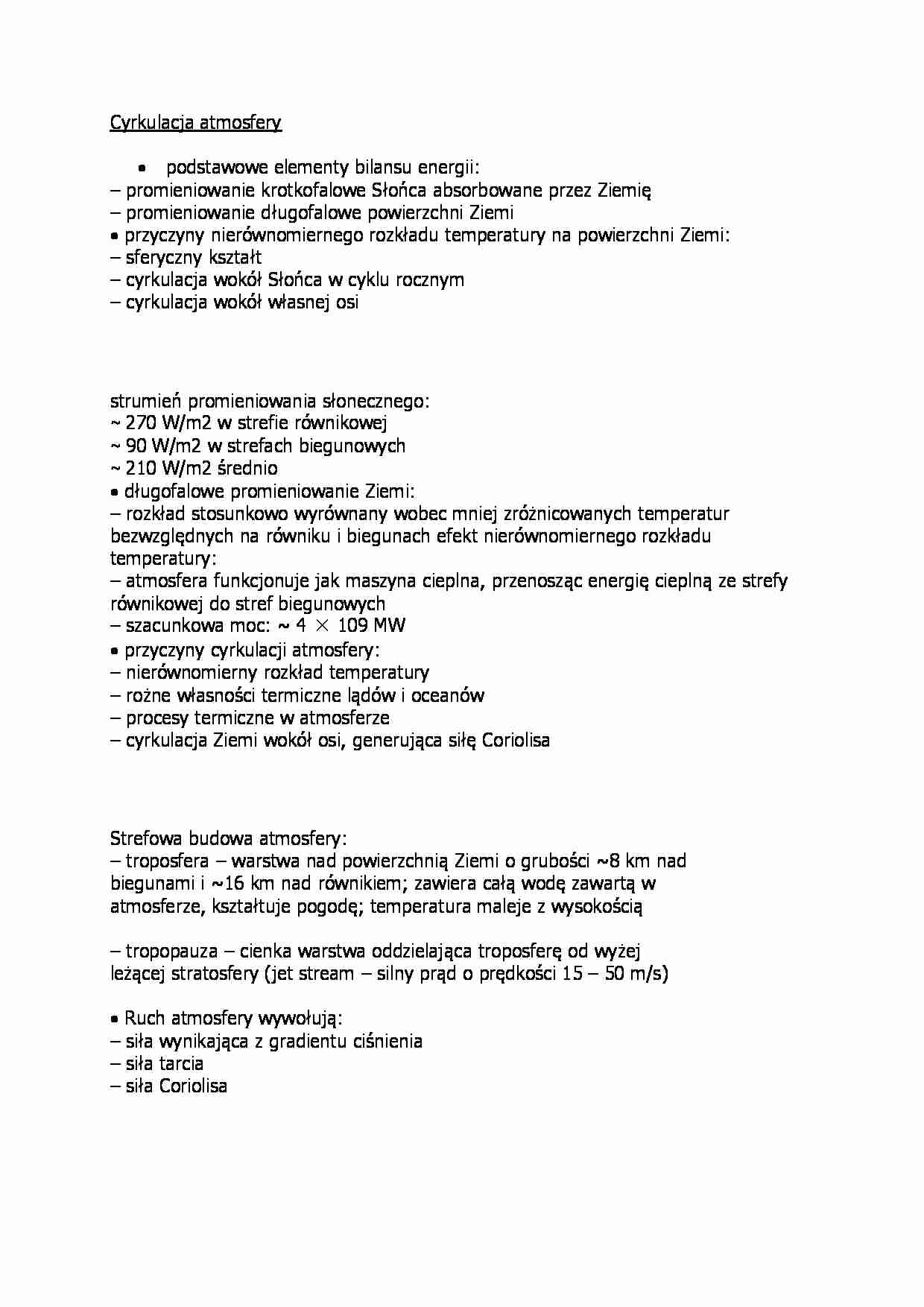 Cyrkulacja atmosfery - omówienie zagadnienia - strona 1