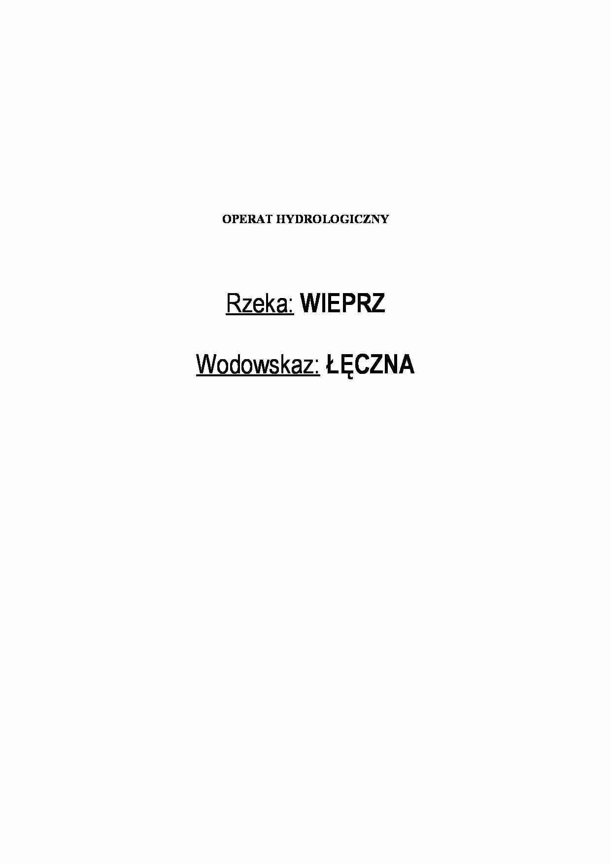 Operat hydrologiczny - rzeka Wieprz - omówienie - strona 1