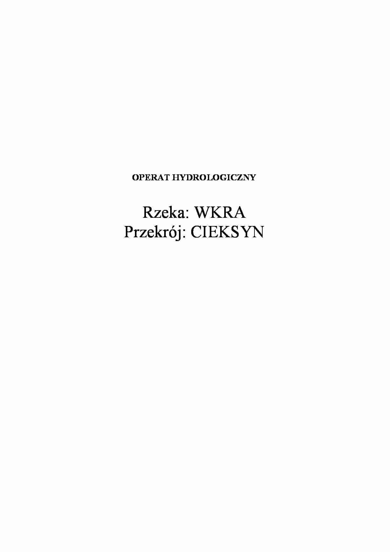 Operat hydrologiczny - rzeka Wkra - omówienie - strona 1