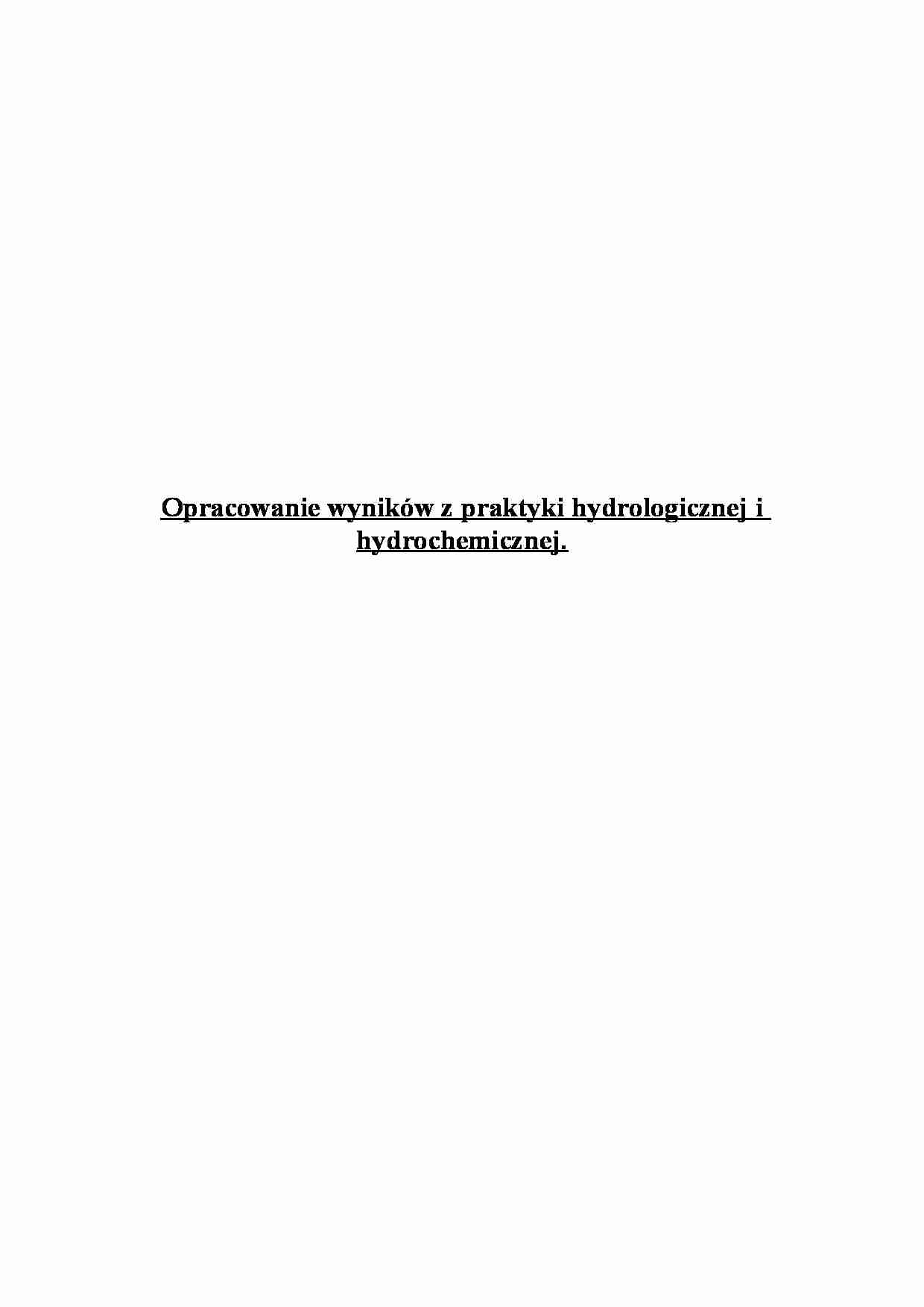 Praktyki hydrologicznej i hydrochemicznej - opracowanie - strona 1