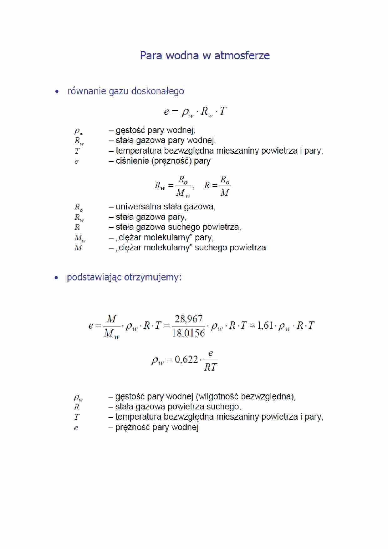 Para wodna w atmosferze - omówienie - strona 1