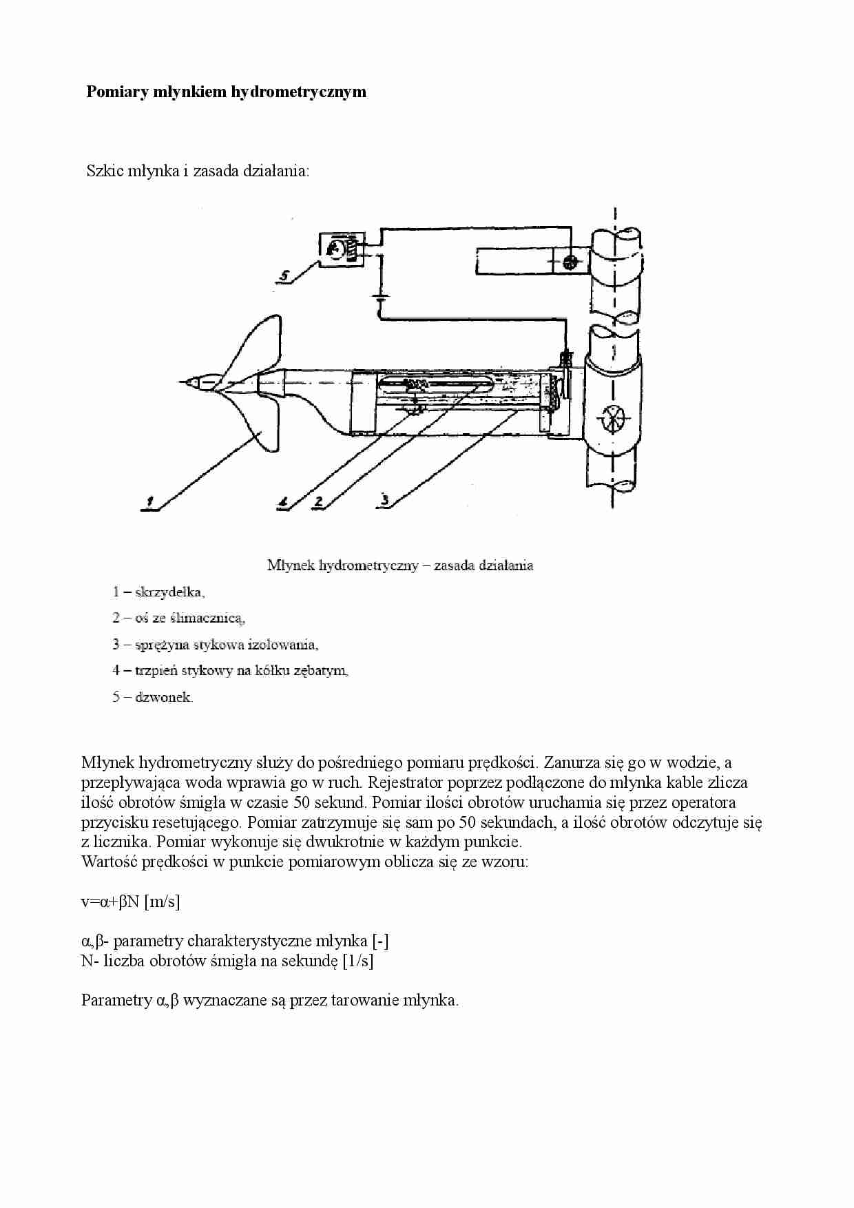 Pomiary młynkiem hydrometrycznym - omówienie - strona 1