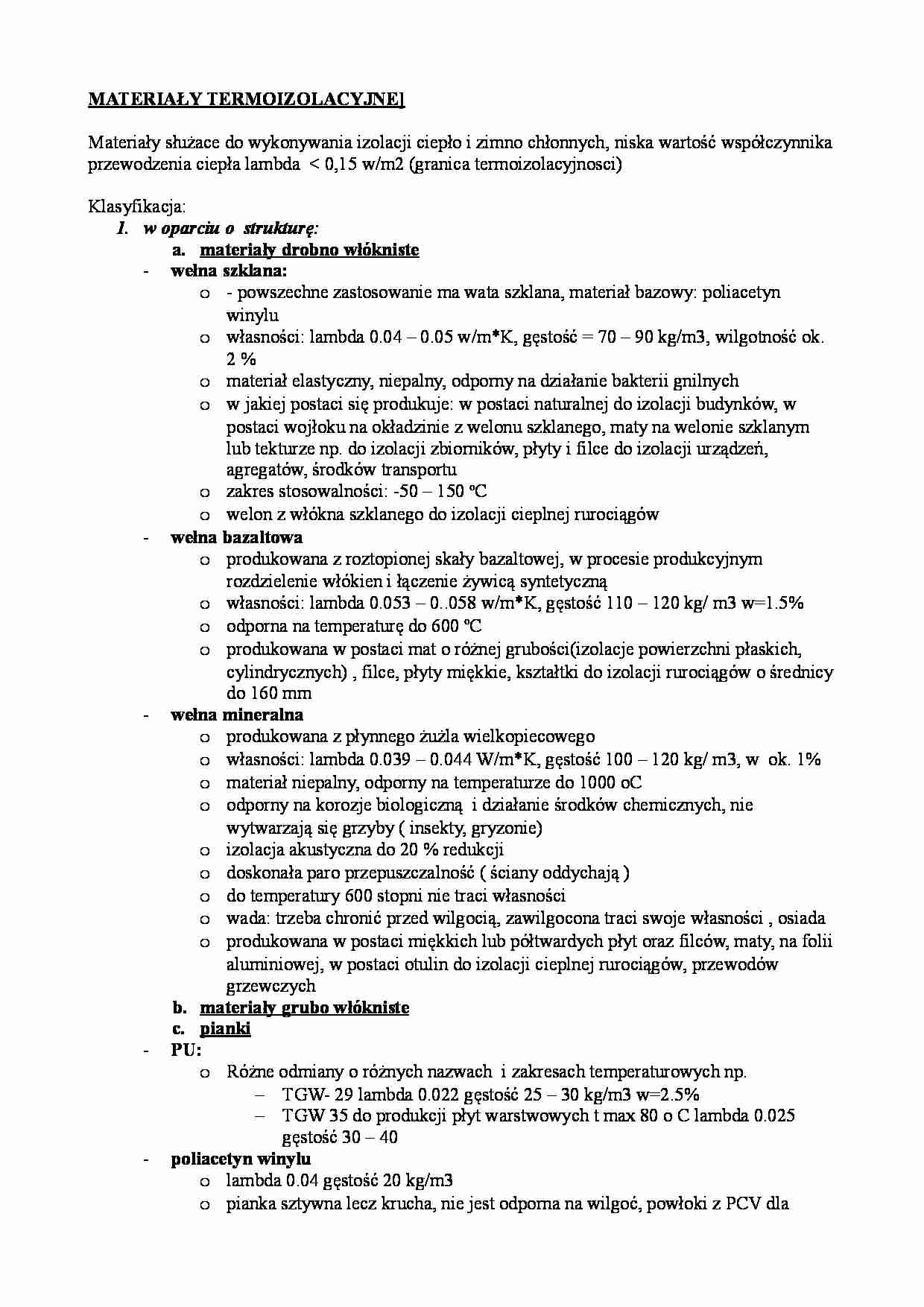 Materiały termoizolacyjne - omówienie - strona 1