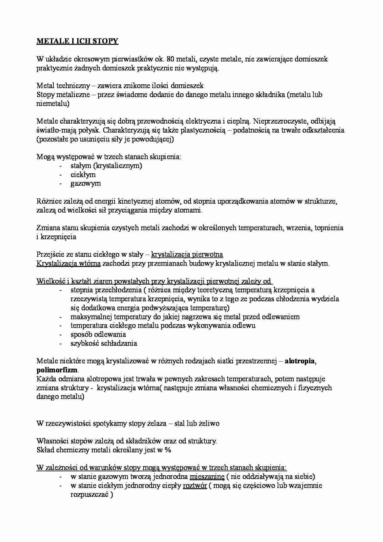 Metale i ich stopy - omówienie - strona 1