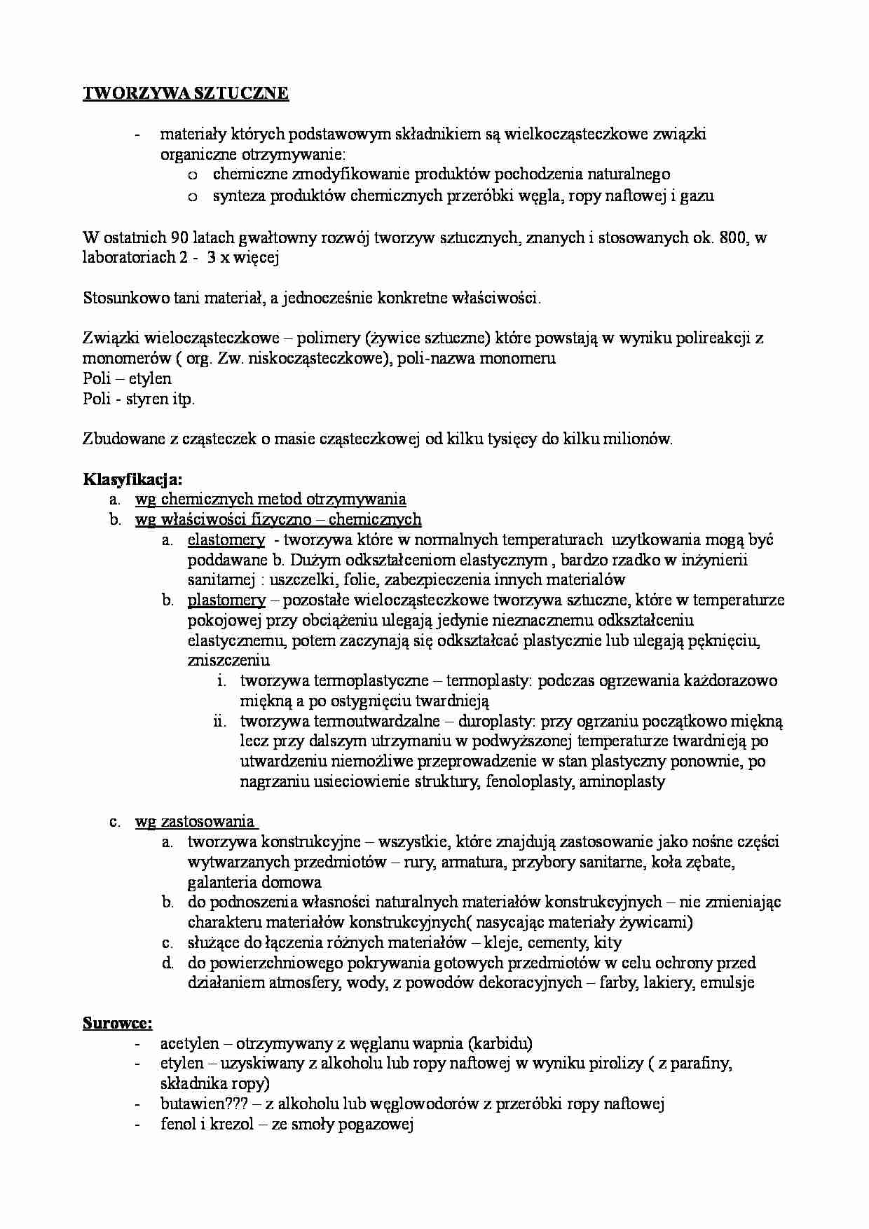 Tworzywa sztuczne - omówienie - strona 1