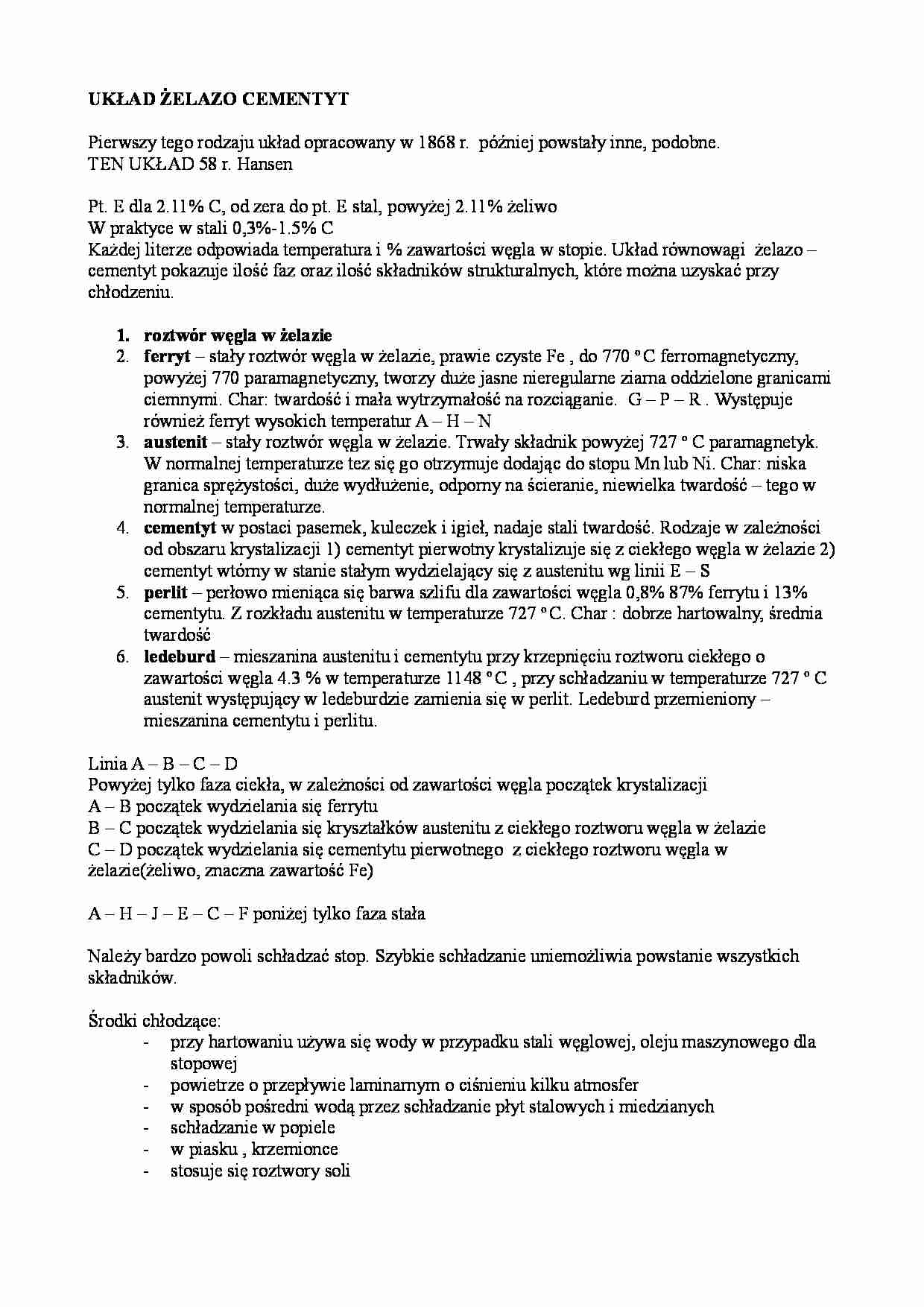 Układ żelazo cement - omówienie - strona 1