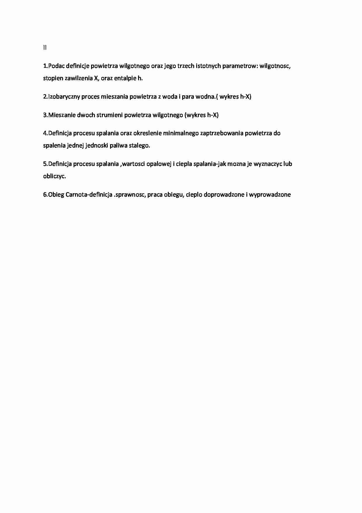 Podstawy techniki cieplnej - pytania na kolokwium - strona 1