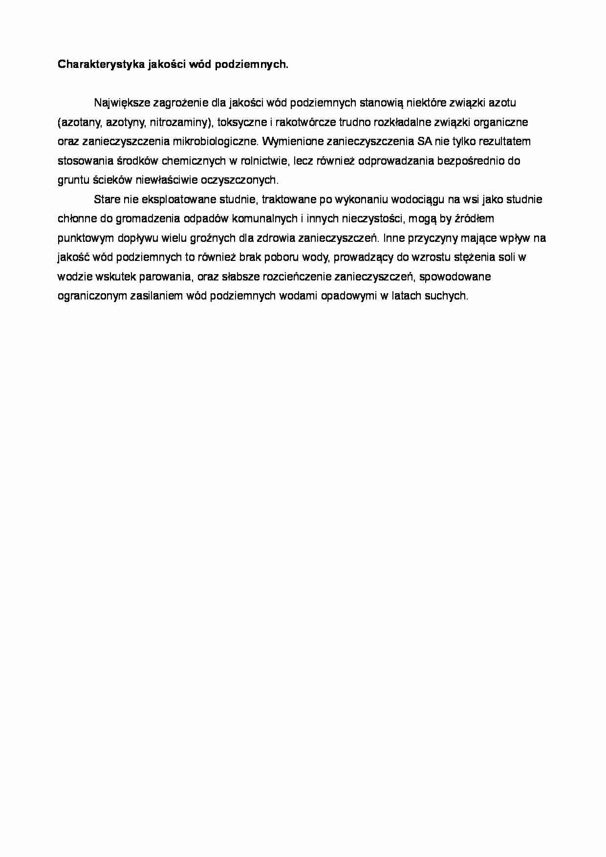 Charakterystyka jakości wód podziemnych - omówienie - strona 1