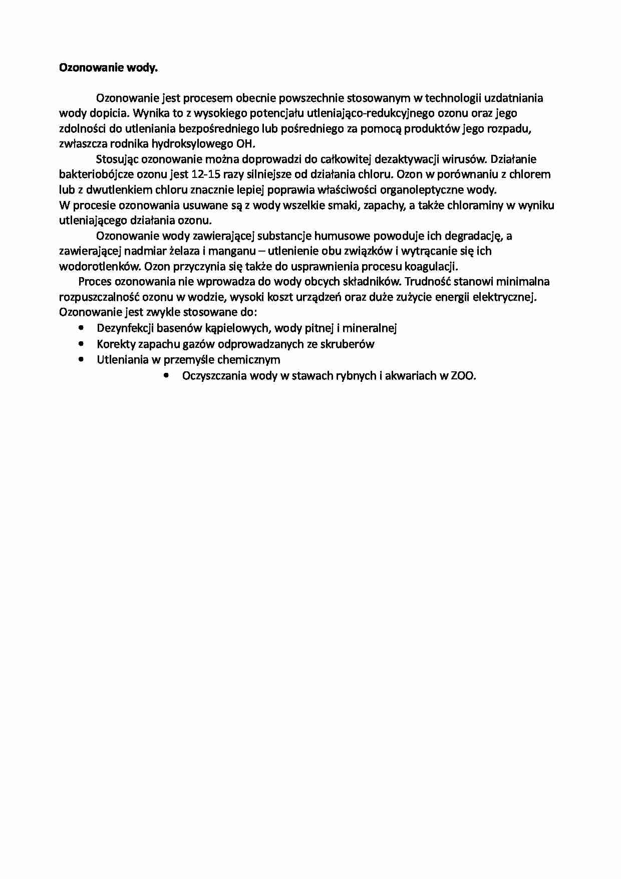 Ozonowanie wody - omówienie - strona 1