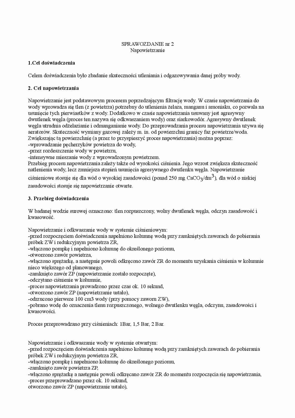 Sprawozdanie - napowietrzanie - strona 1