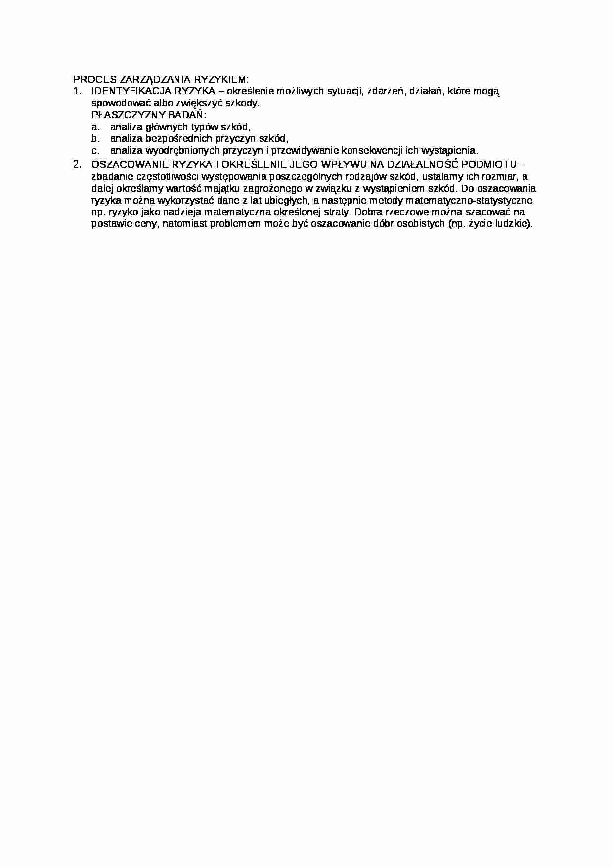 Wykład - proces zarządzania ryzykiem - strona 1