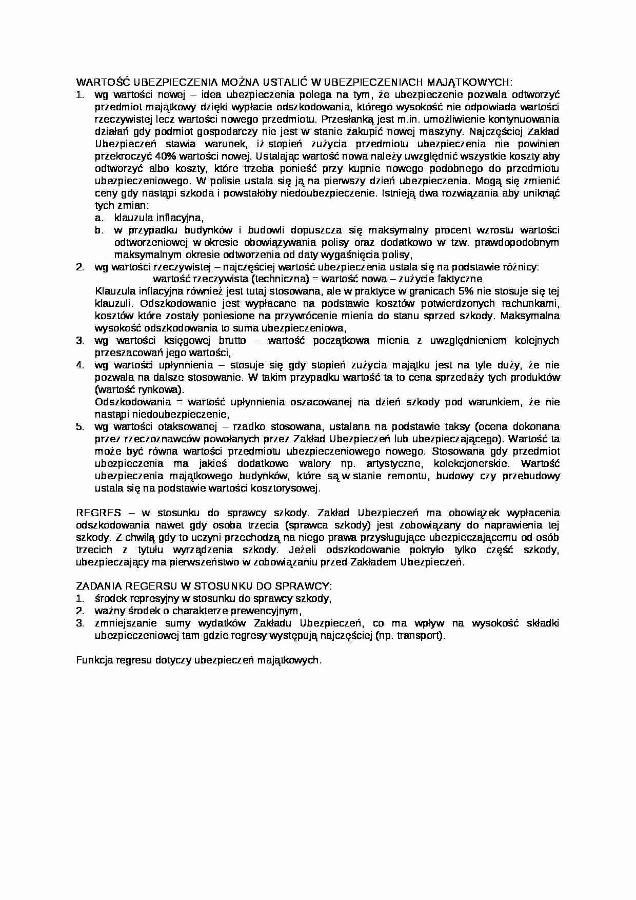 Wykład - wartość ubezpieczenia - strona 1