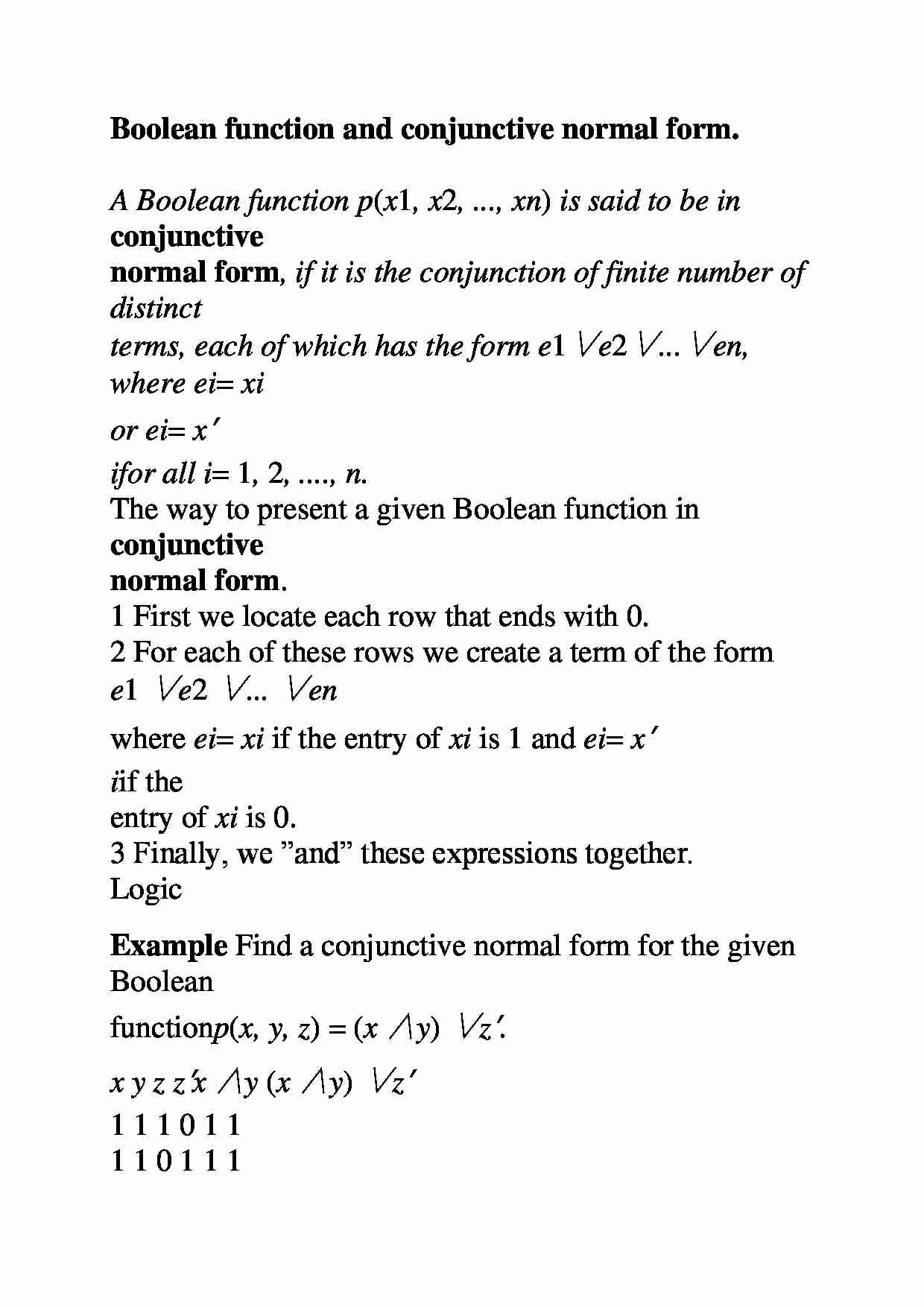 Boolean funkcji i łączący postać normalna - strona 1