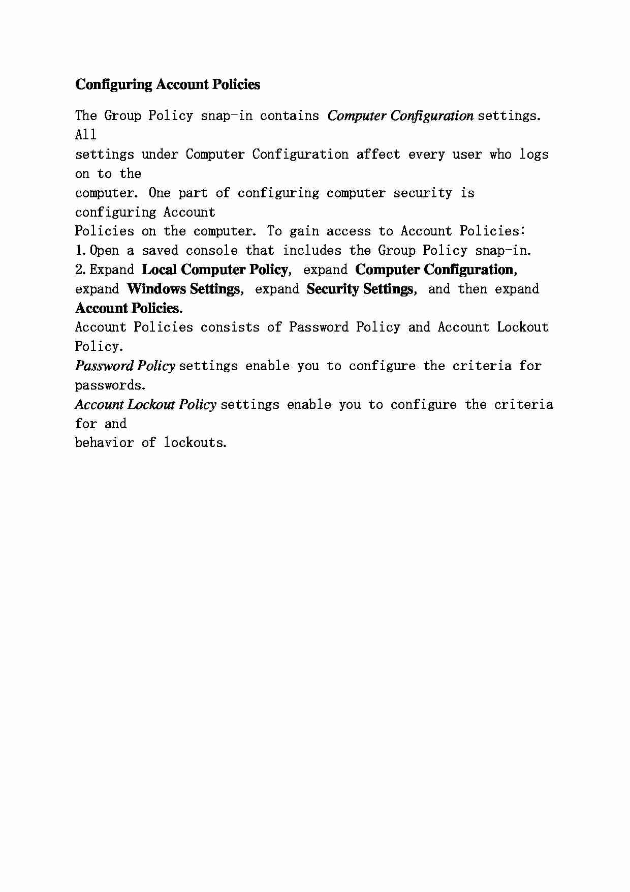 Konfiguracja zasad kont - strona 1