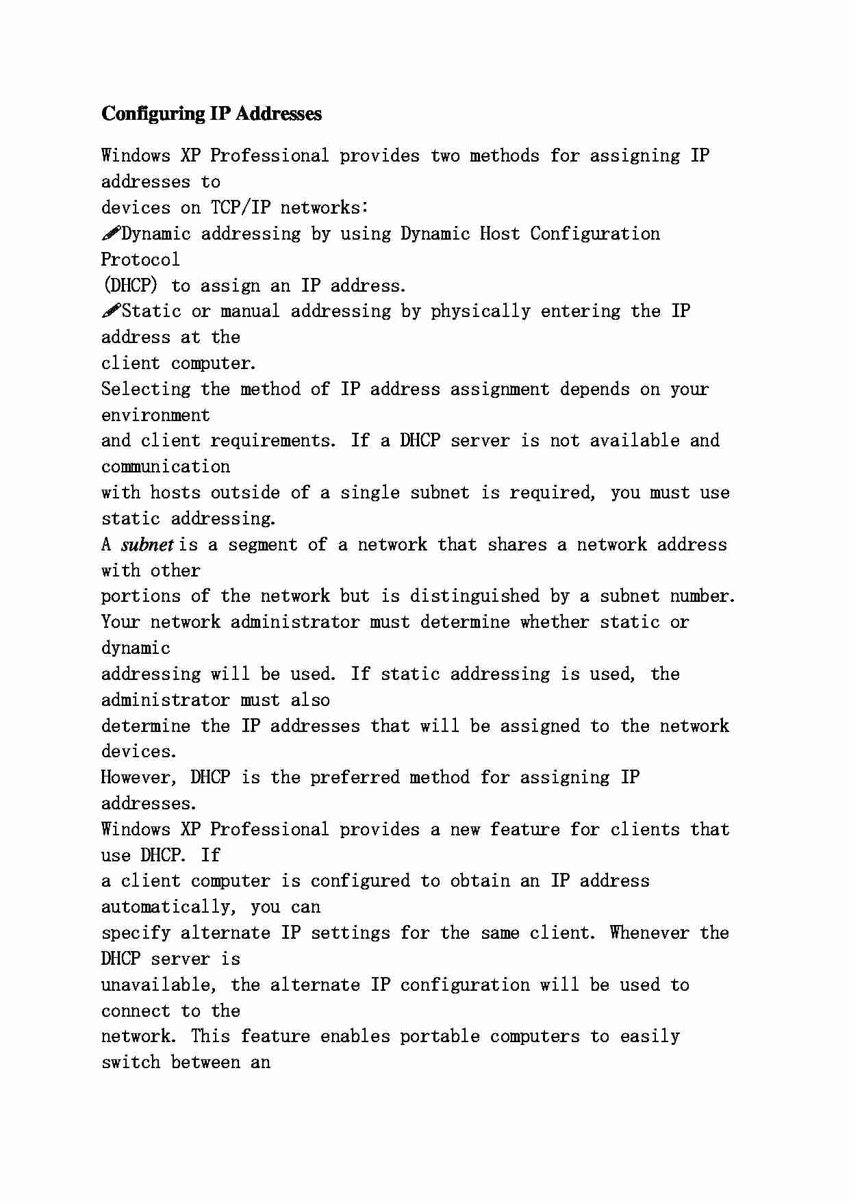 Konfiguracja adresów IP - strona 1