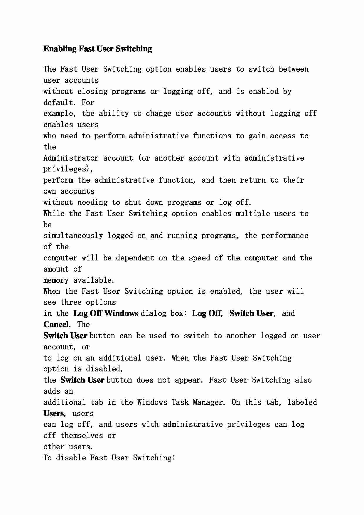 Umożliwienie szybkiego przełączania użytkowników - strona 1