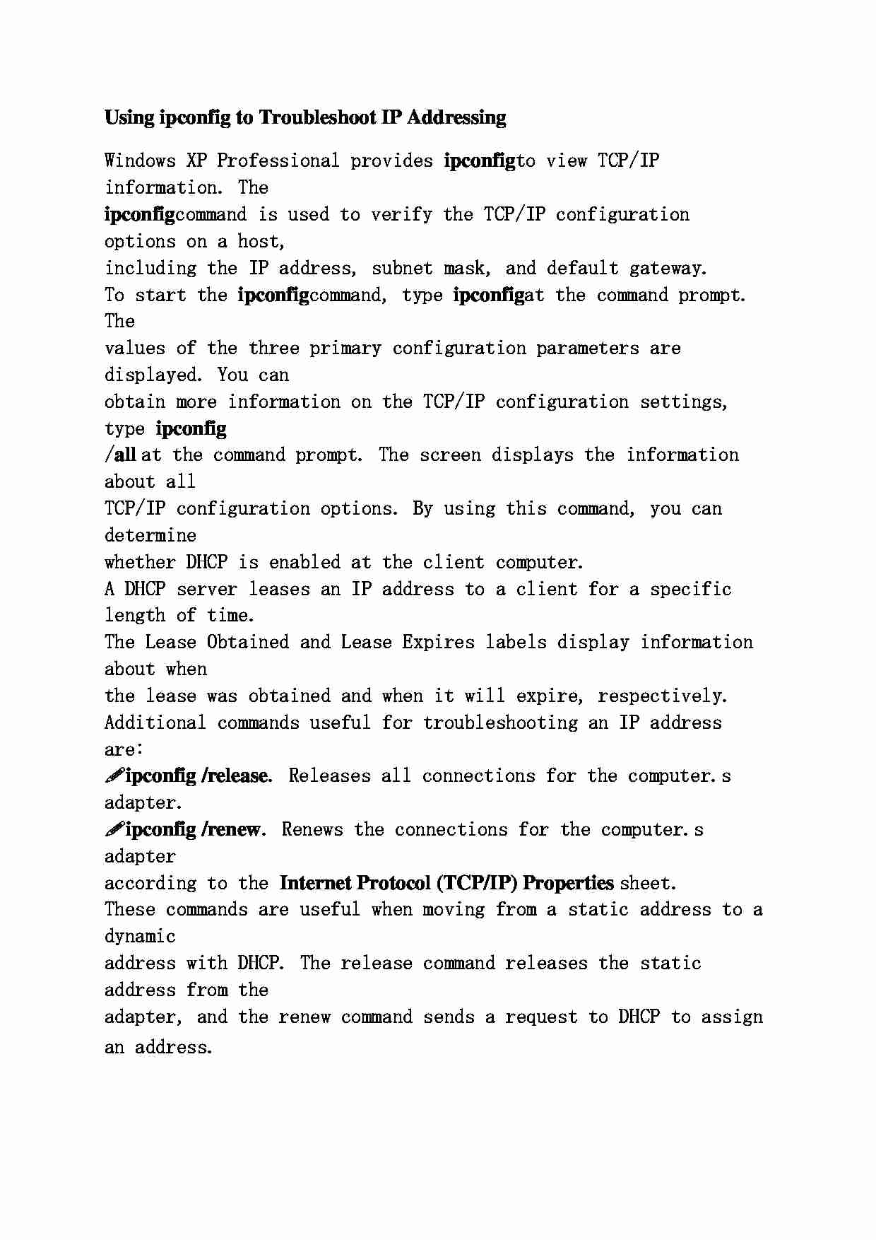 Za pomocą polecenia ipconfig rozwiązywanie adresowania IP - strona 1