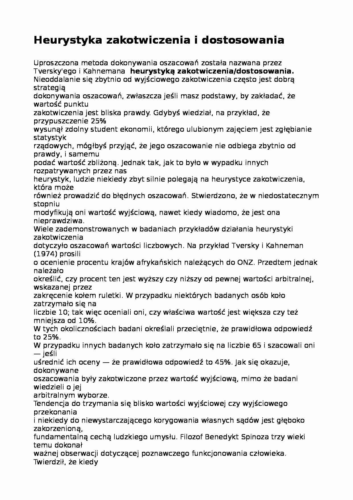 Heurystyka zakotwiczenia i dostosowania - wykład - strona 1