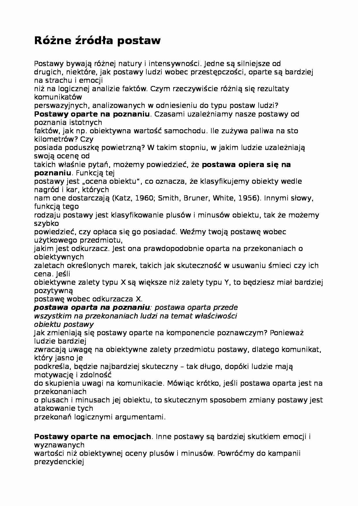 Różne źródła postaw - wykład - strona 1