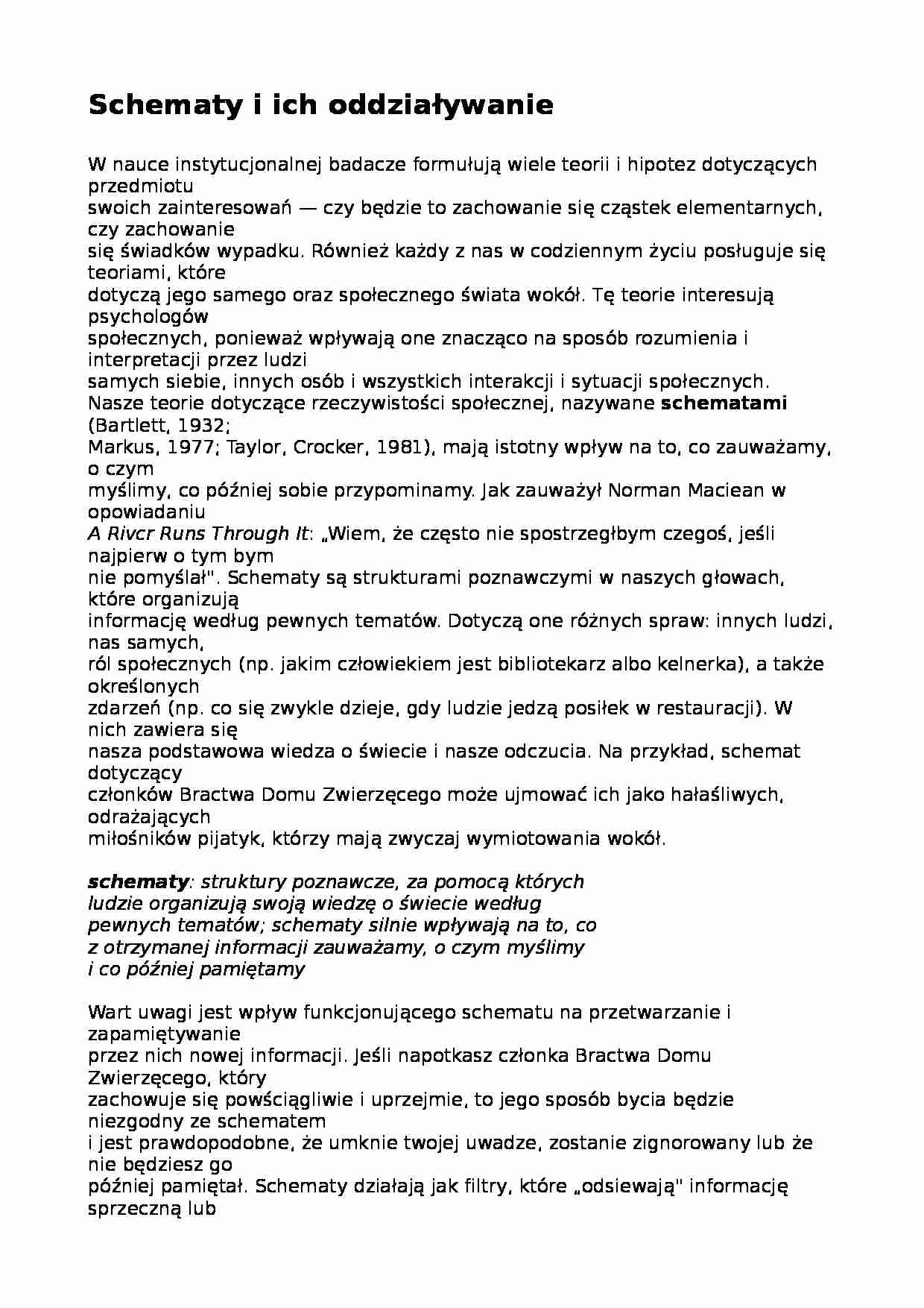 Schematy i ich oddziaływanie - wykład - strona 1