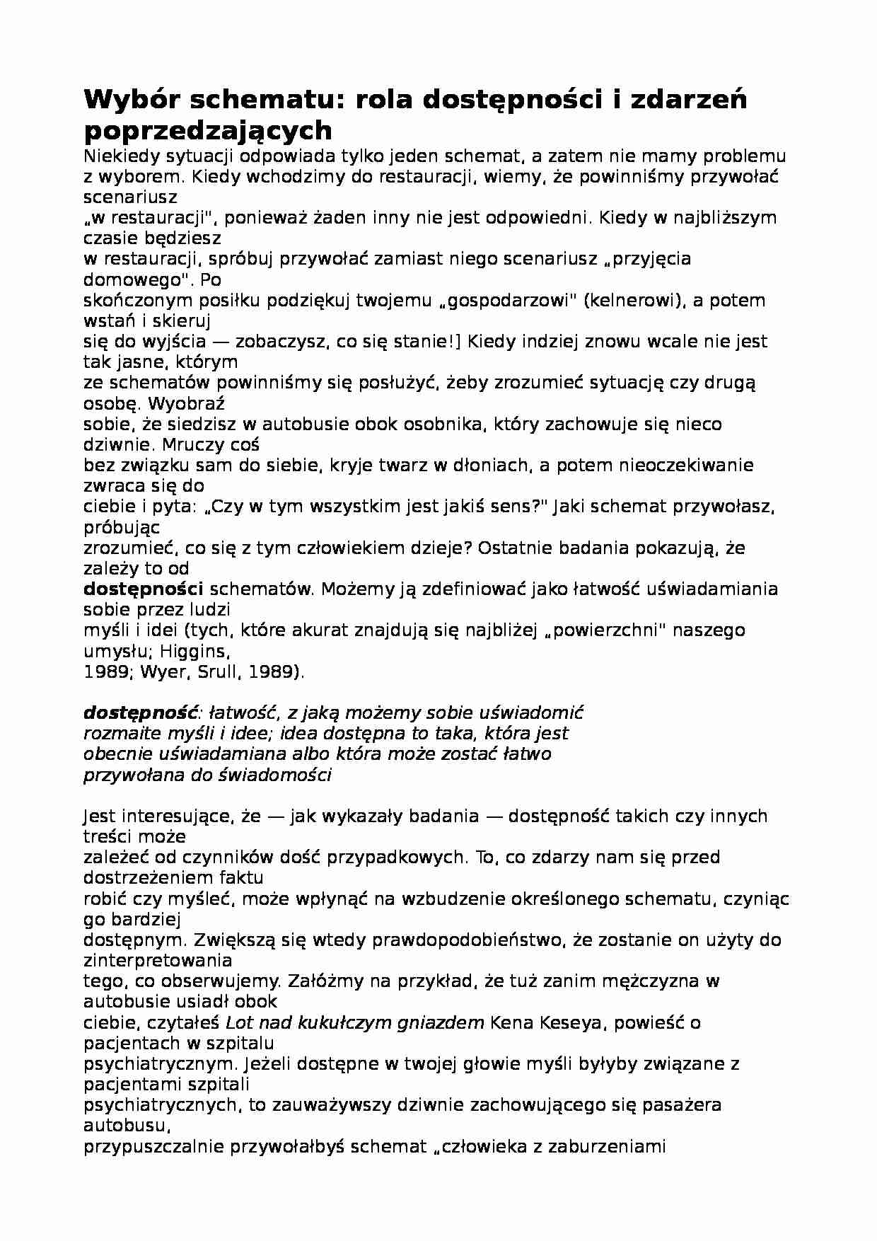 Rola dostępności i zdarzeń poprzedzających - wykład - strona 1