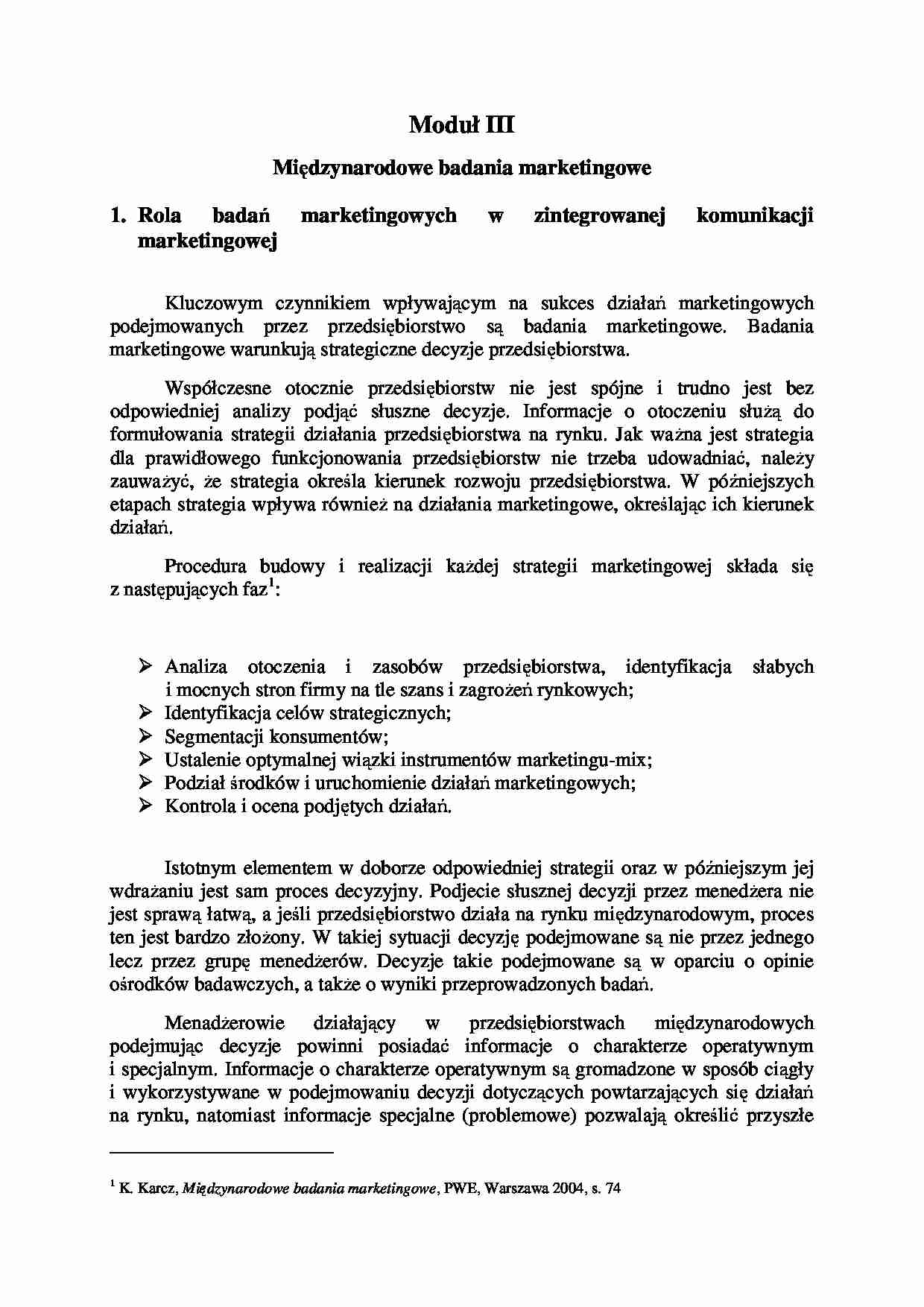 Międzynarodowe badania marketingowe - wykład - strona 1