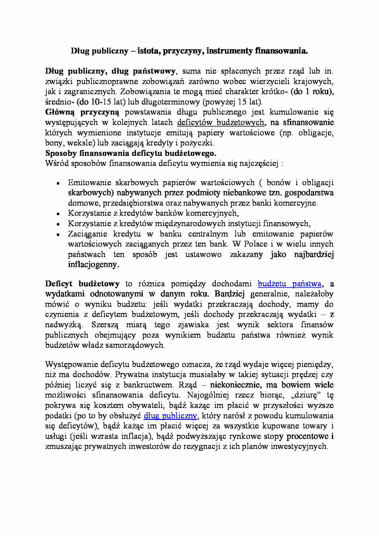 Dług publiczny - wykład - strona 1