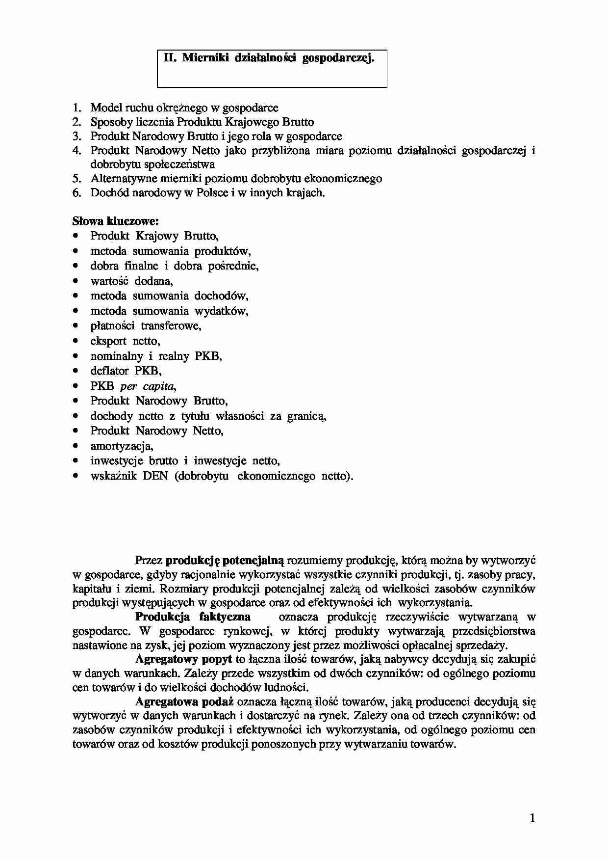 Mierniki działalności gospodarczej - wykład - strona 1