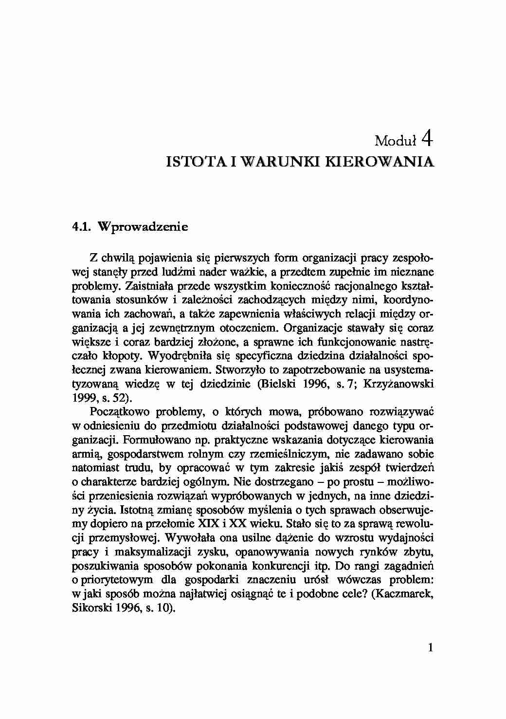 Istota i warunki kierowania - wykład - strona 1