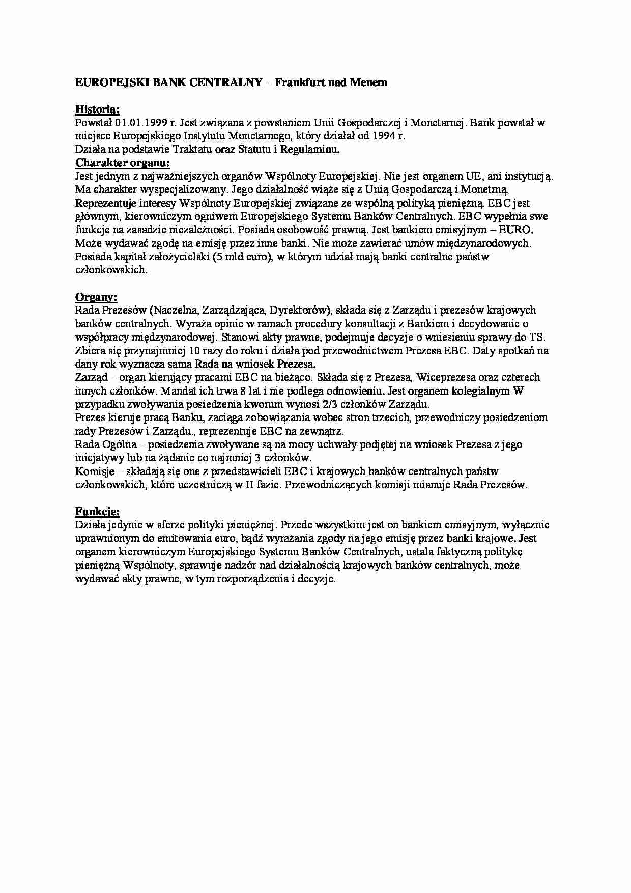 Europejski Bank Centralny - wykład - strona 1