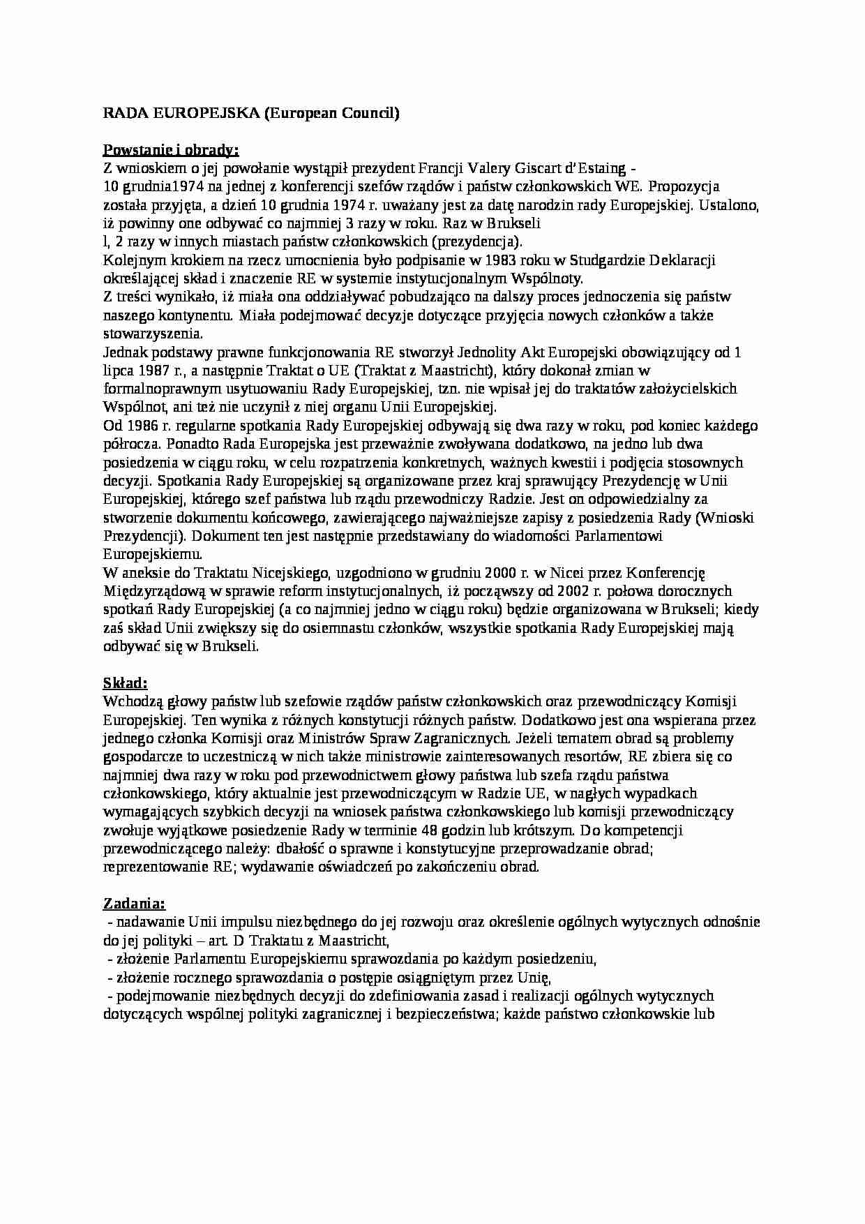 Rada Europejska - wykład - strona 1