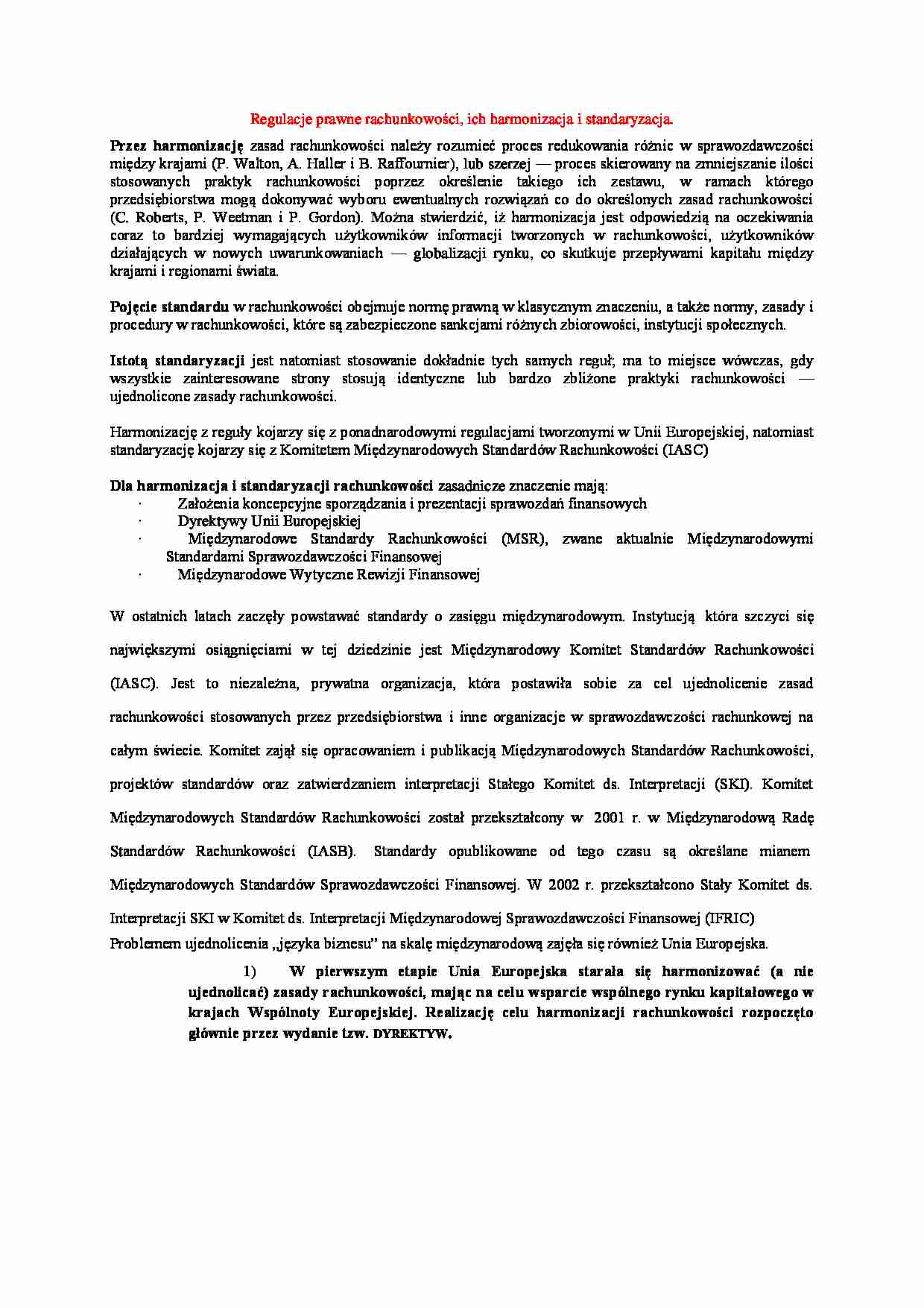 Regulacje prawne rachunkowości - wykład - strona 1