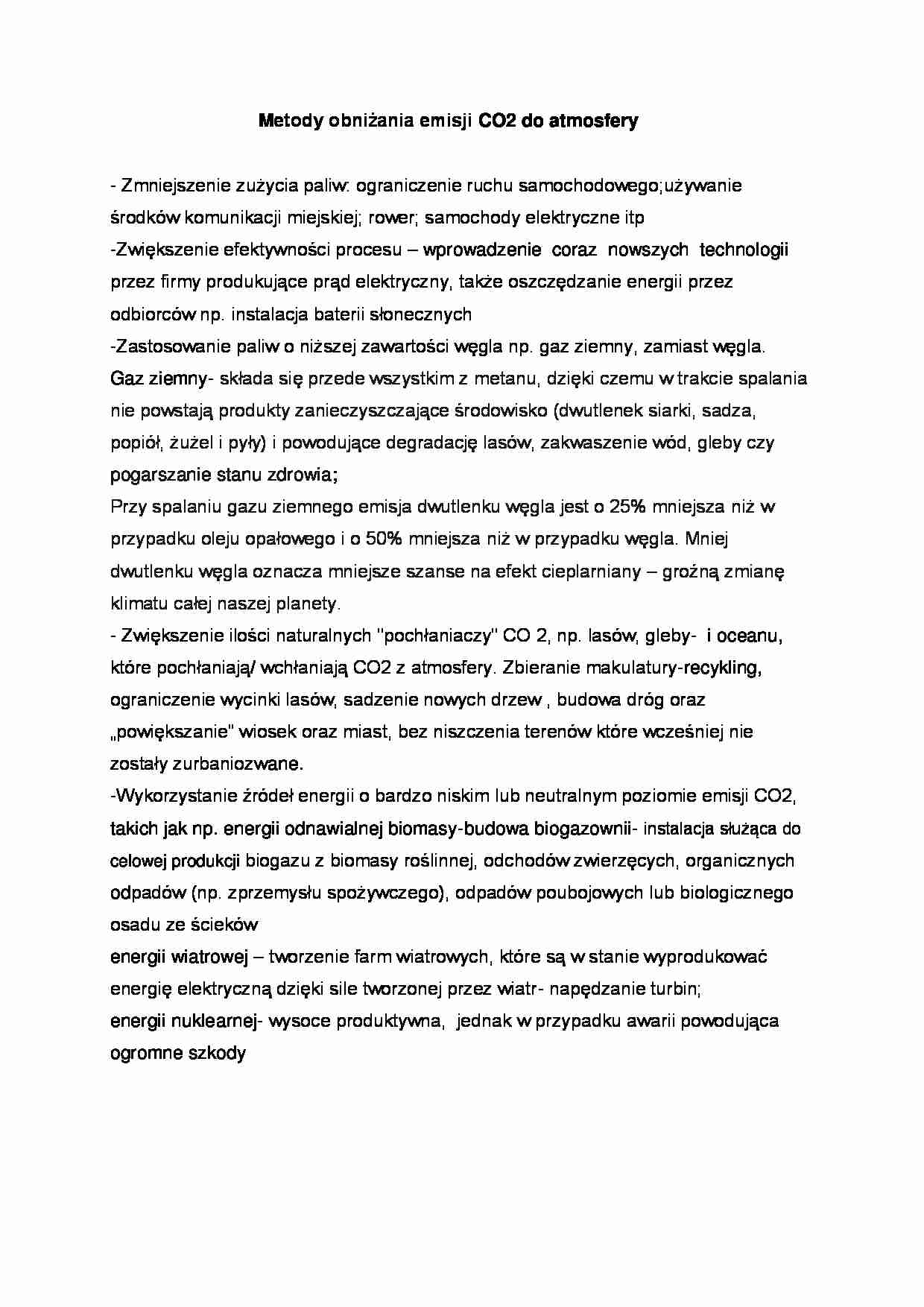 Metody obniżania emisji CO2 - wykład - strona 1