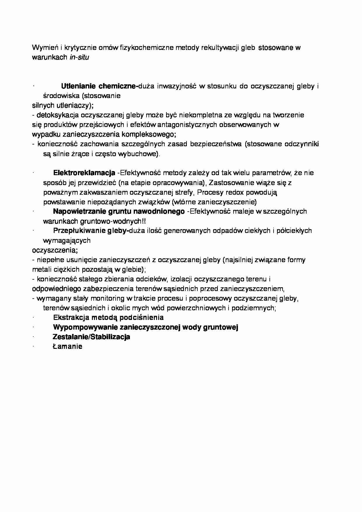 Fizykochemiczne metody rekultywacji gleb - wykład - strona 1