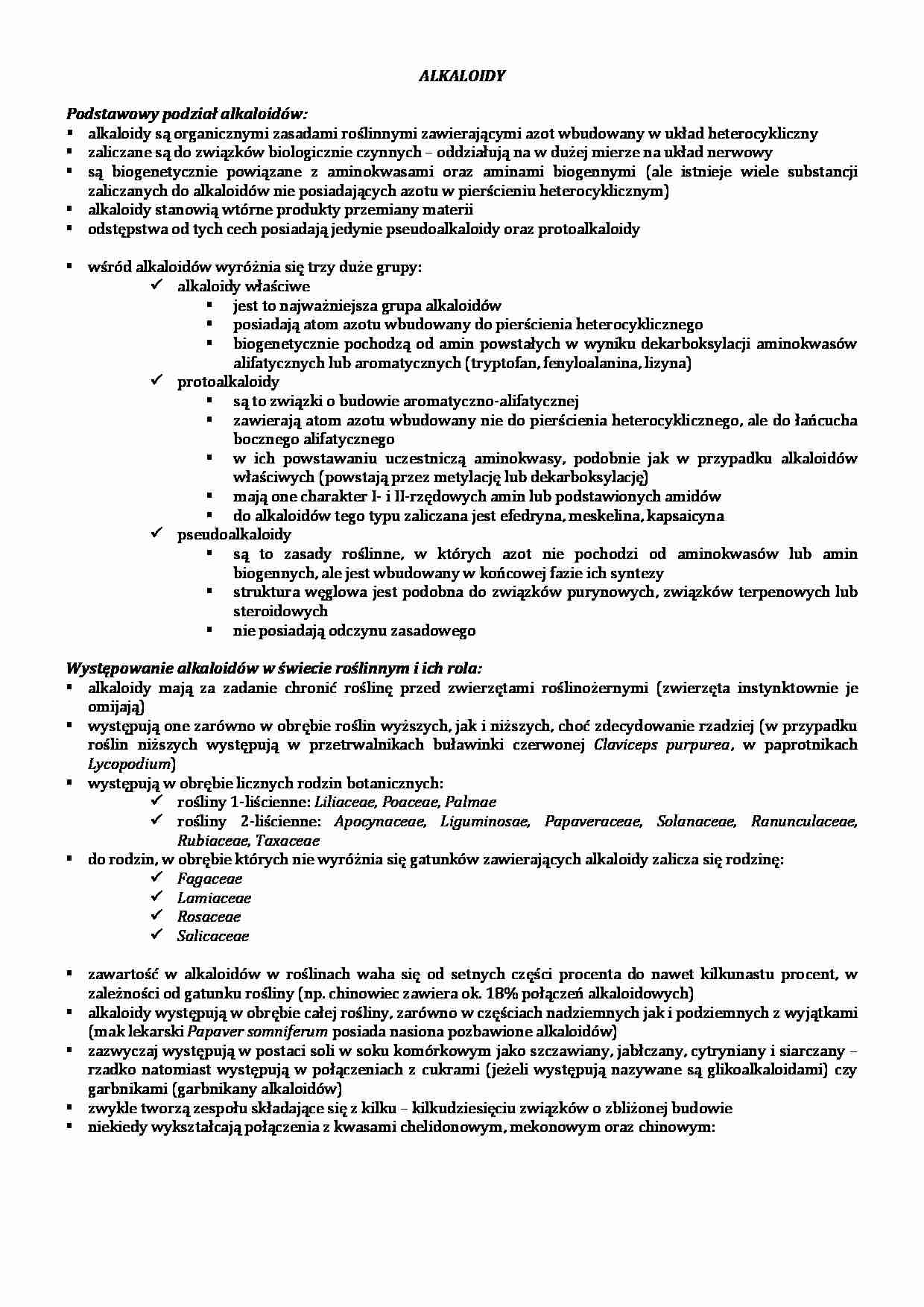 Alkaloidy - wykład - strona 1