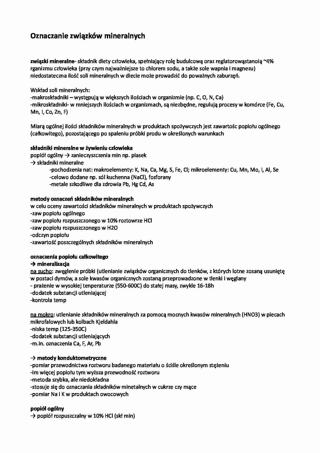 Oznaczanie związków mineralnych - wykład - strona 1