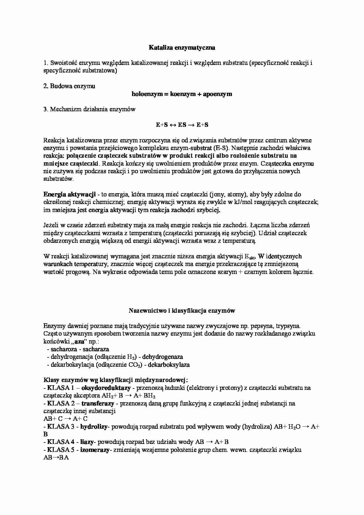 Kataliza enzymatyczna - wykład - strona 1