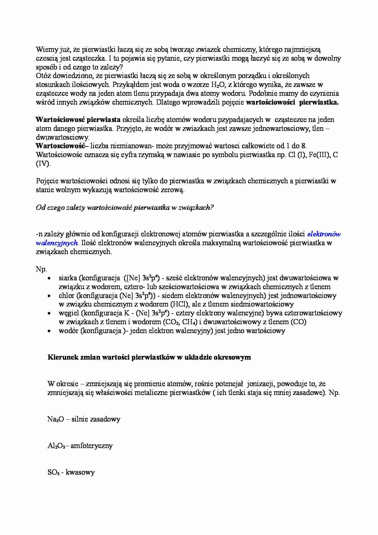 Właściwości pierwiastków w układzie okresowym - wykład - strona 1